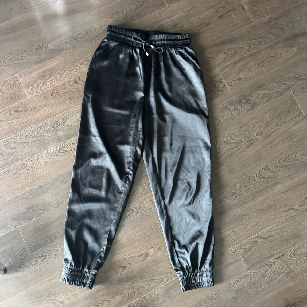 Meshki Black Satin Joggers